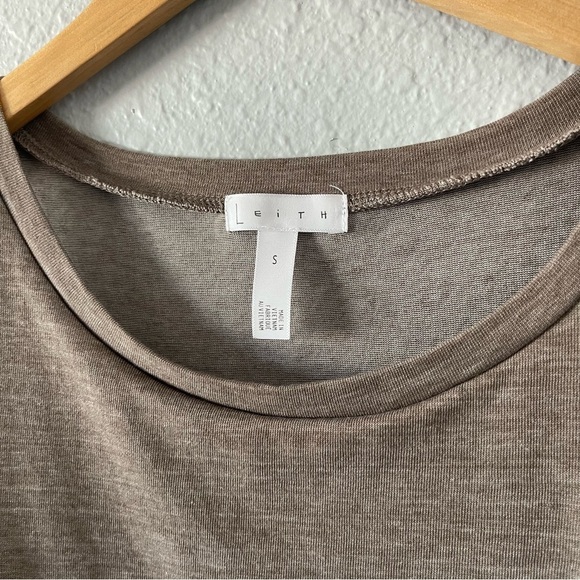 Leith Beige Sleeveless Bodycon Dress Ruched Tulip Hem Casual Everyday Size Small - Picture 7 of 8